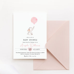Minimalist simple modern elephant Baby Shower  Invitation