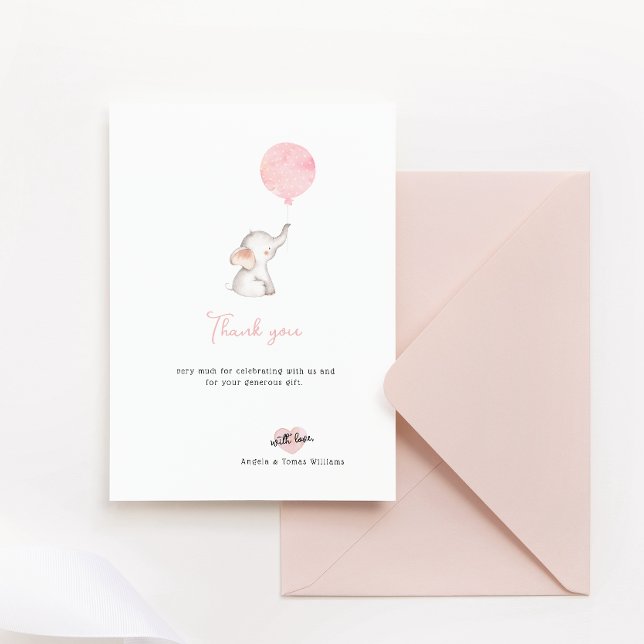 Minimalist simple modern elephant Baby Shower  Thank You Card (Creator Uploaded)