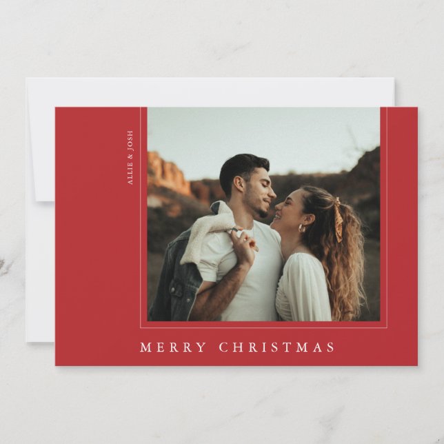 Minimalist Simple Modern Frame Right Holiday Card (Front)