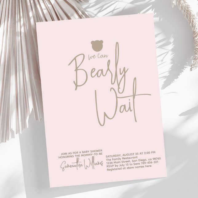 Minimalist simple modern little bear Baby Shower  Invitation (Creator Uploaded)