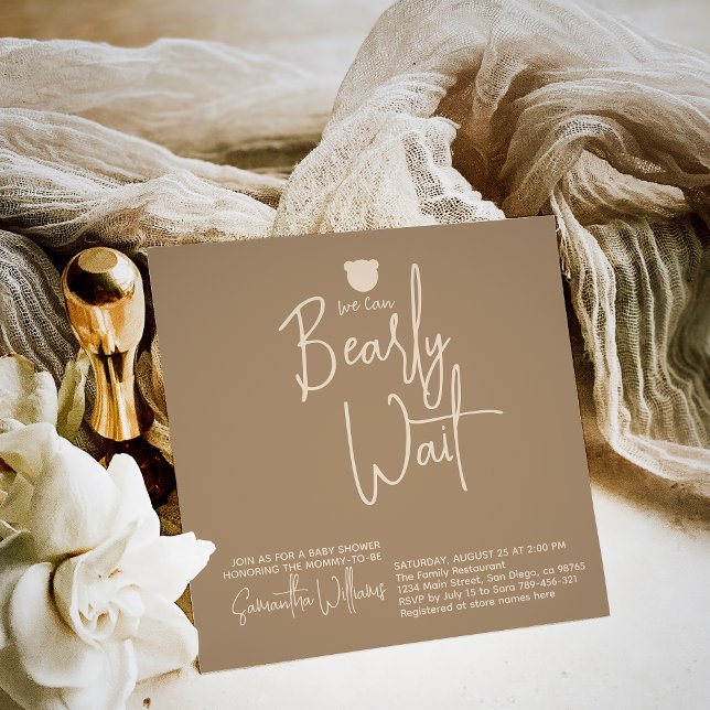 Minimalist simple modern little bear Baby Shower Invitation (Creator Uploaded)