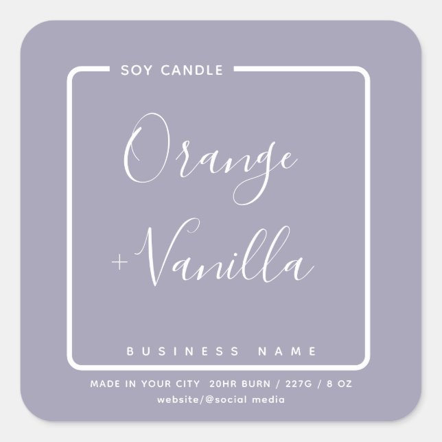 Minimalist simple modern luxury  candle  lavender square sticker (Front)
