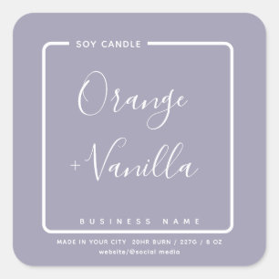 Minimalist simple modern luxury  candle  lavender square sticker