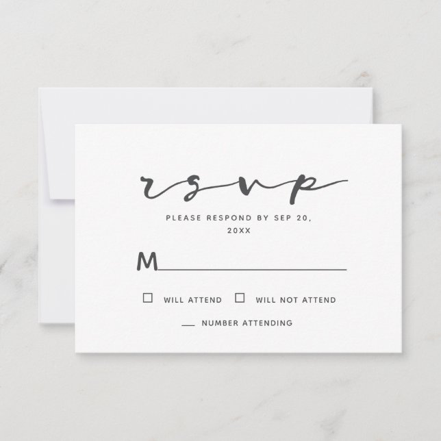 Minimalist Simple Modern Memories Memorial Reply RSVP Card (Front)