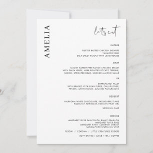 Minimalist SImple Modern Menu with name Invitation