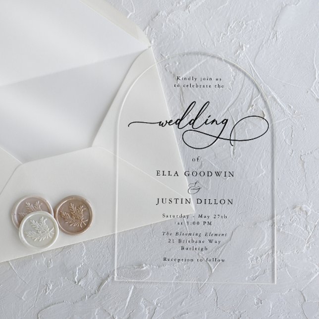 Minimalist Simple Modern Script Acrylic Invitations (Creator Uploaded)