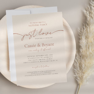 Minimalist Simple Modern Script Terracotta Wedding Invitation