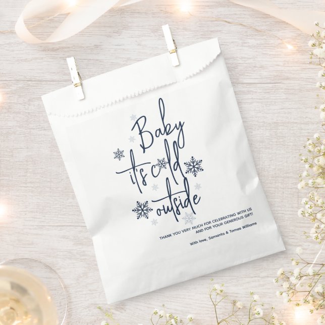 Minimalist simple modern winter Baby Boy Shower  Favour Bags (Clipped)