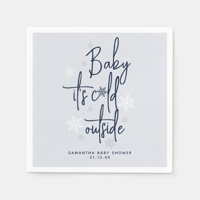 Minimalist simple modern winter Baby Boy Shower  Napkin (Front)