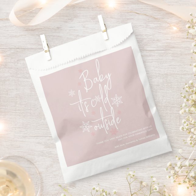 Minimalist simple modern winter Baby girl Shower  Favour Bags (Clipped)