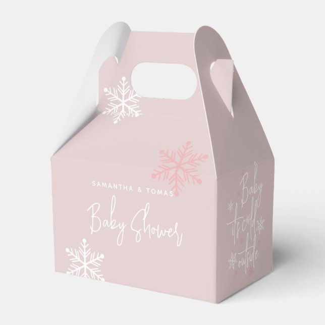 Minimalist simple modern winter Baby girl Shower  Favour Box (Front Side)