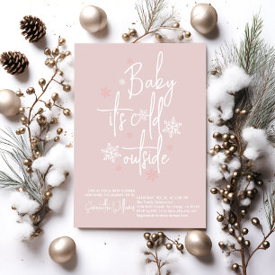Minimalist simple modern winter Baby Girl Shower Invitation