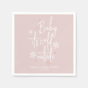 Minimalist simple modern winter Baby Girl Shower Napkin