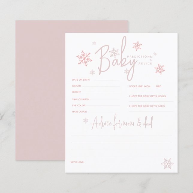 Minimalist simple modern winter Baby Shower Game (Front/Back)