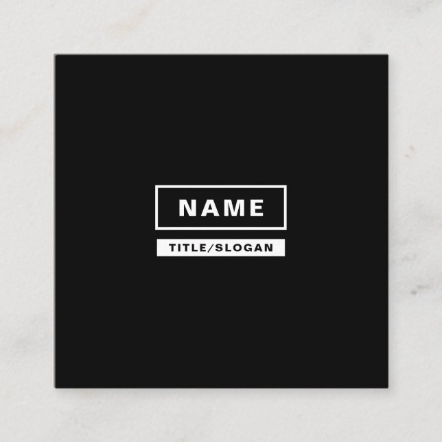 Minimalist Simple Monochrome Square Business Cards (Front)