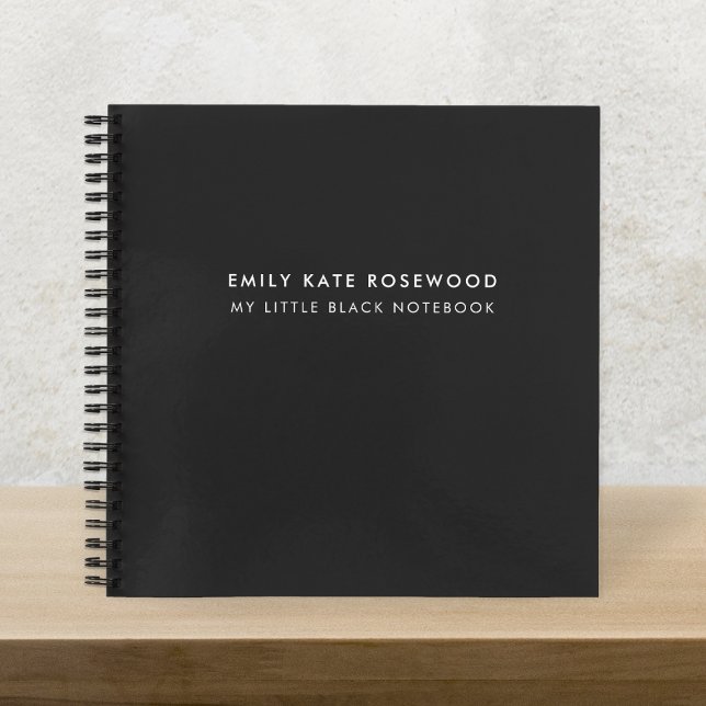 Minimalist Simple Monogram Name My Little Black Notebook (Creator Uploaded)