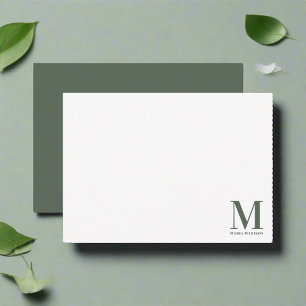 Minimalist Simple Monogrammed Clean Sage Green Card