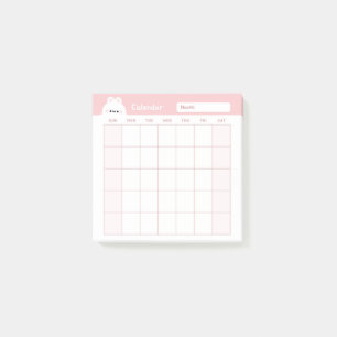 Minimalist Simple Monthly Planner Calendar Post-it Notes