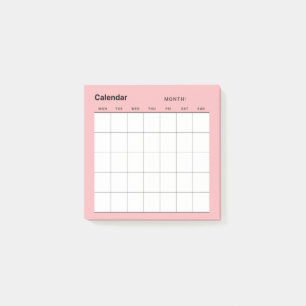 Minimalist Simple Monthly Planner Calendar Post-it Notes