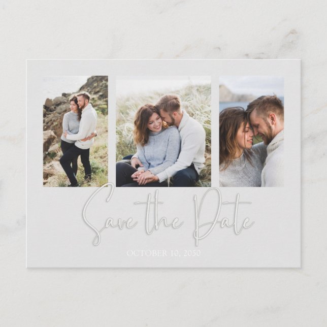 Minimalist Simple Multi Photo Collage Calligraphy Postcard (Front)