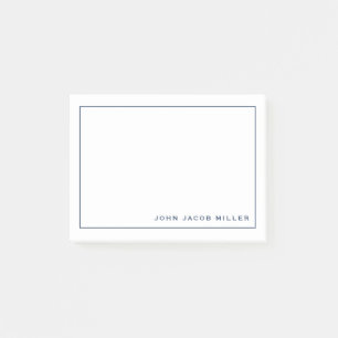 Minimalist Simple Navy Blue Square Border Post-it Notes