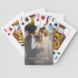 minimalist simple newlyweds wedding photo playing cards