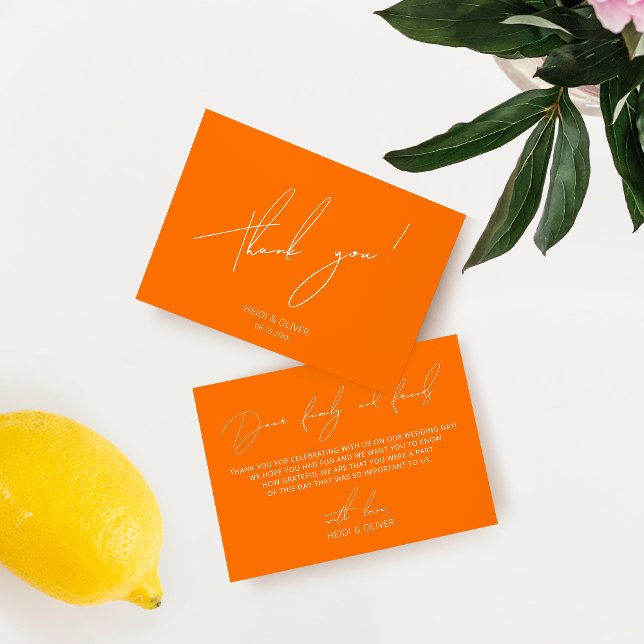 Minimalist Simple Orange Wedding Thank You Card (Creator Uploaded)
