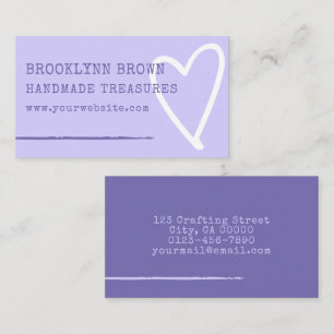 Minimalist Simple Pastel Lilac Cute Heart Graphic Business Card