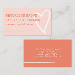 Minimalist Simple Pastel Orange Cute Heart Graphic Business Card