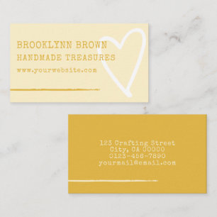 Minimalist Simple Pastel Yellow Cute Heart Graphic Business Card