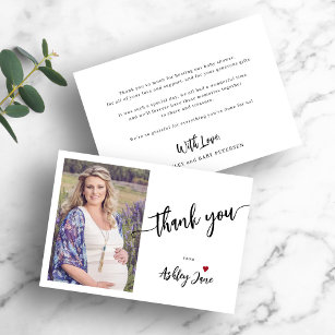Minimalist simple photo baby shower thank you card