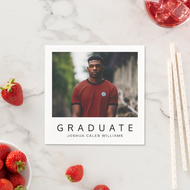 Minimalist Simple Photo Modern Graduation Napkin (Insitu)