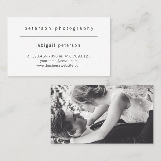 Minimalist Simple Photo Photography Photographer Business Card (Front/Back)
