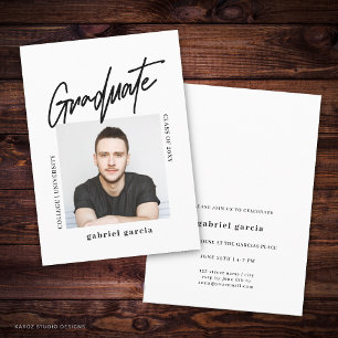 Minimalist Simple Photo Script Graduate Invitation