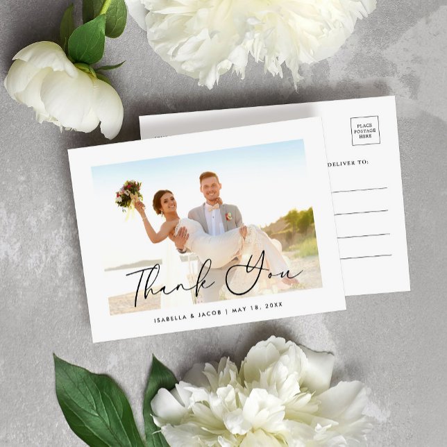 Minimalist Simple Photo Wedding Thank You Postcard (Creator Uploaded)