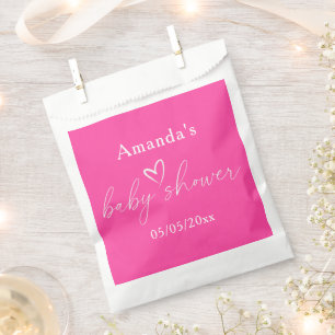 Minimalist Simple Pink Baby Shower Favour Bags