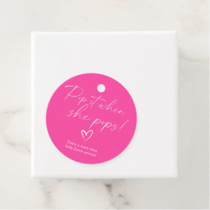 Minimalist Simple Pink Baby shower Pop it Favour Tags