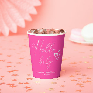 Minimalist Simple Pink Hello Baby Paper Cups