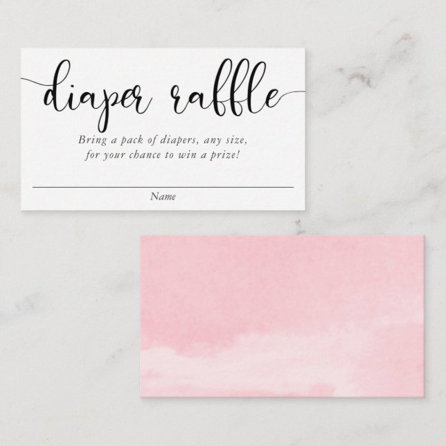 Minimalist simple pink white black diaper raffle enclosure card (Front/Back)
