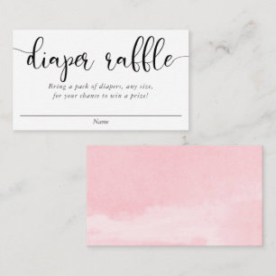 Minimalist simple pink white black diaper raffle enclosure card
