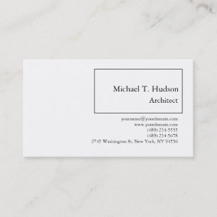 Minimalist Simple Plain Architect Classical White Business Card