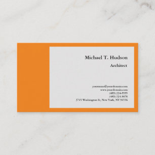 Minimalist Simple Plain Architect Grey Orange Business Card
