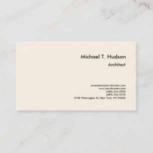 Minimalist Simple Plain Architect Signature Cream Business Card