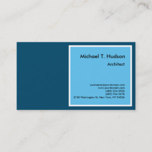 Minimalist Simple Plain Architect Sky & Ocean Blue Business Card