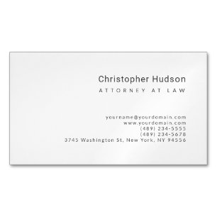 Minimalist Simple Plain Attorney at Law Magnetic Business Card