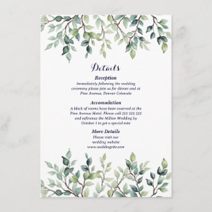 Minimalist Simple Pretty leaves branches wedding Enclosure Card