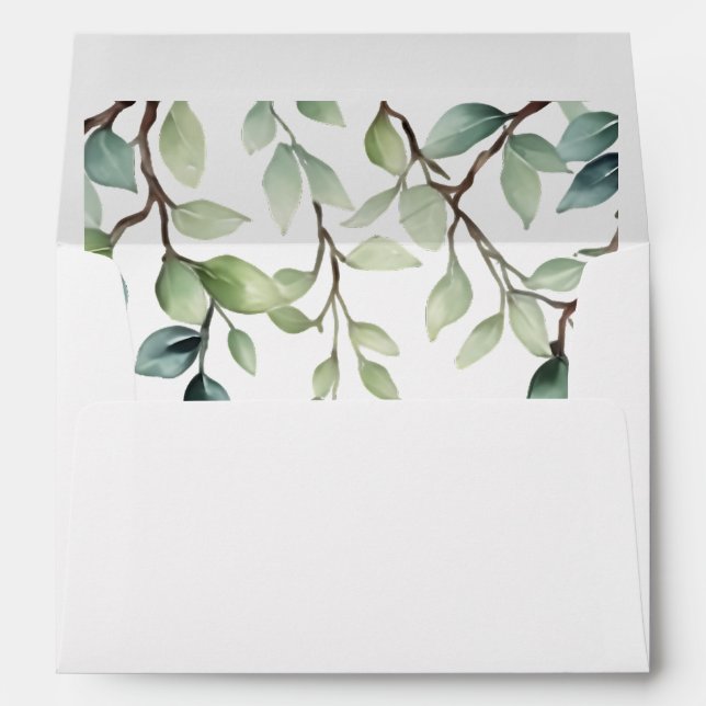 Minimalist Simple Pretty leaves branches wedding Envelope (Back (Bottom))