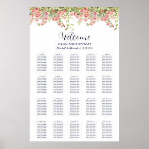Minimalist Simple Pretty rose vine seating chart