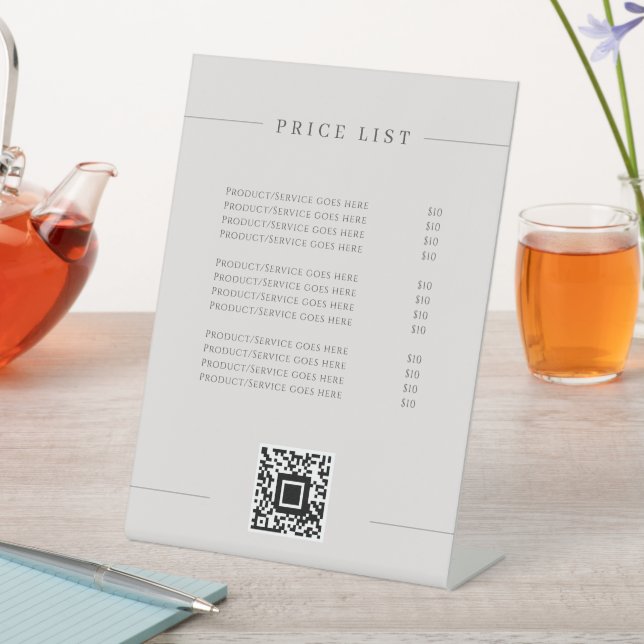 Minimalist Simple Price List Elegant Pedestal Sign (In SItu)