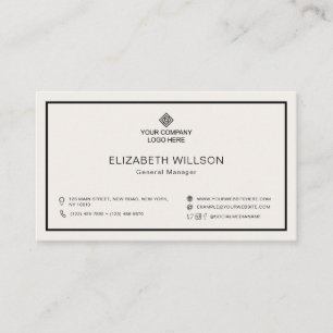 Minimalist Simple Professional Business Logo Ivory Card